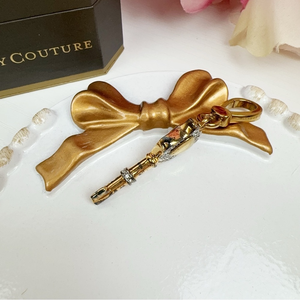 Vintage Juicy Couture Gold Tone Pave Rhinestone Key Charm 2.25in - Picture 7 of 9